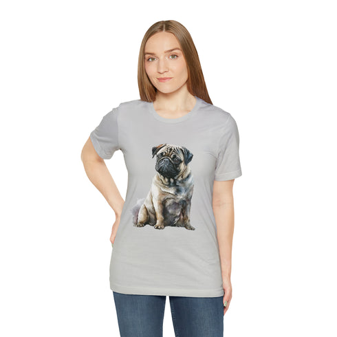 Loving Pug in Watercolor - Short Sleeve Tee